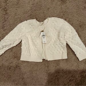 White Textured Knit Cardigan
